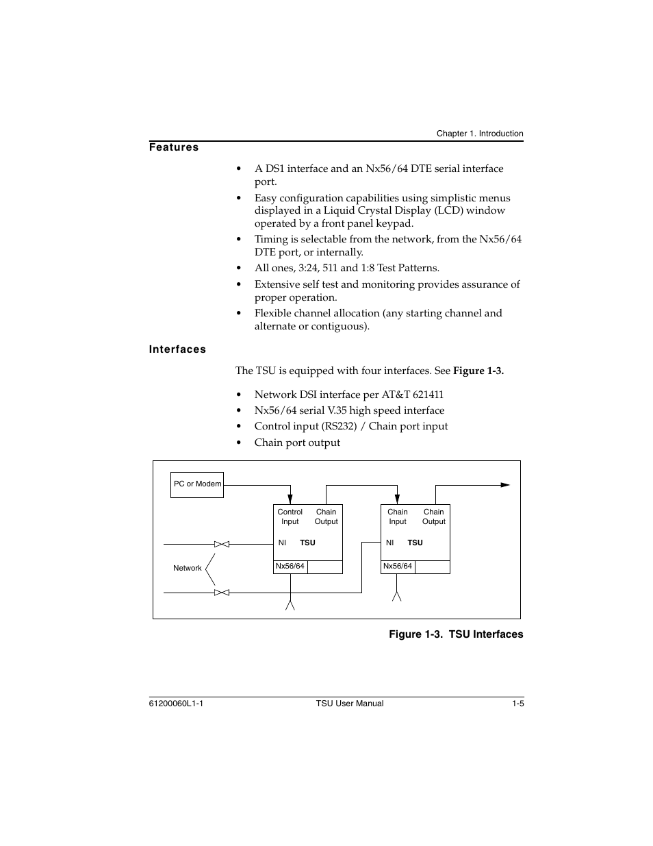 Features -5 interfaces -5, Figure 1-3 | ADTRAN T1-FT1 User Manual | Page 21 / 78