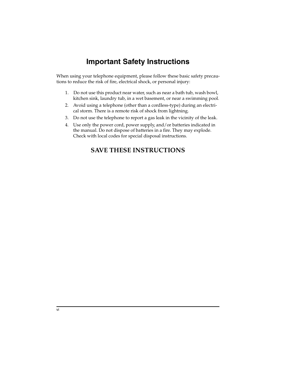 Important safety instructions, Save these instructions | ADTRAN T1-FT1 User Manual | Page 6 / 78