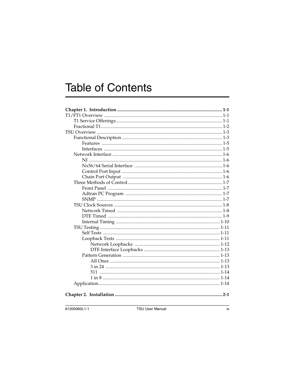 ADTRAN T1-FT1 User Manual | Page 9 / 78