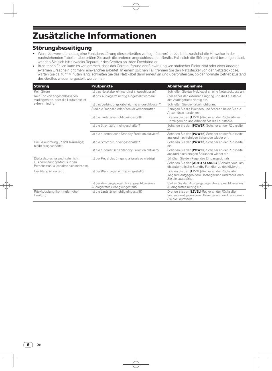 Zusätzliche informationen, Störungsbeseitigung | Pioneer S-DJ50X-W User Manual | Page 18 / 52