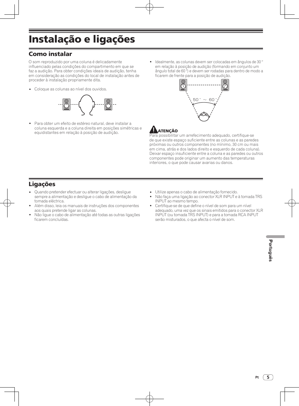 Instalação e ligações, Como instalar, Ligações | Pioneer S-DJ50X-W User Manual | Page 41 / 52