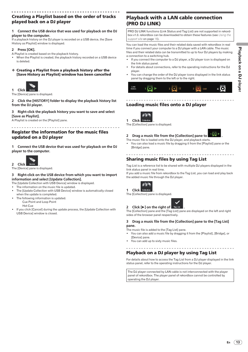 Playback with a lan cable connection(pro dj link), Playback with a lan cable connection (pro dj link) | Pioneer rekordbox User Manual | Page 13 / 16