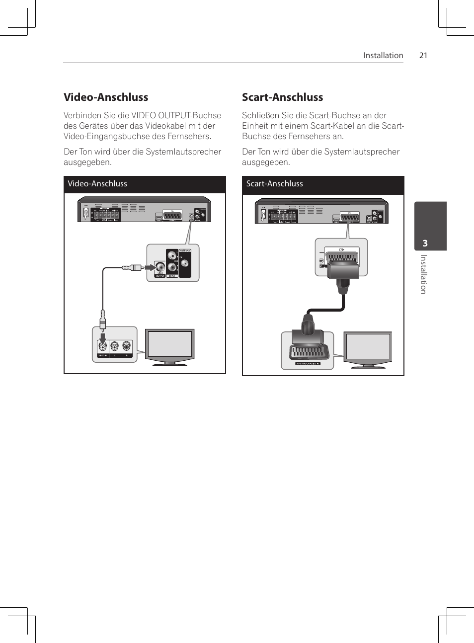 Video-anschluss, Scart-anschluss | Pioneer DCS-222K User Manual | Page 113 / 280