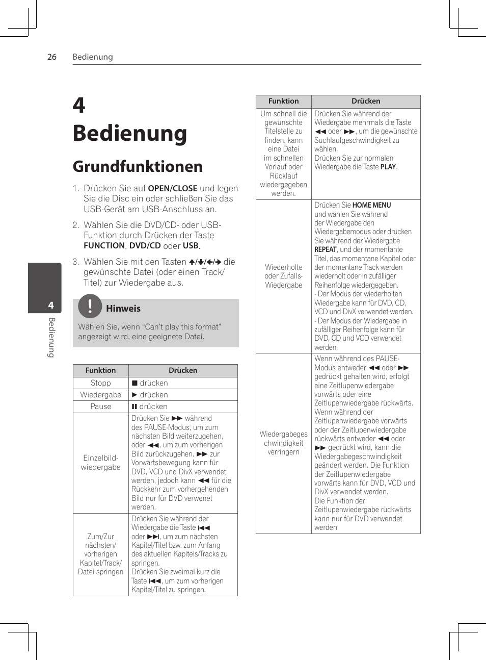 26 grundfunktionen, 4bedienung, Grundfunktionen | Pioneer DCS-222K User Manual | Page 118 / 280