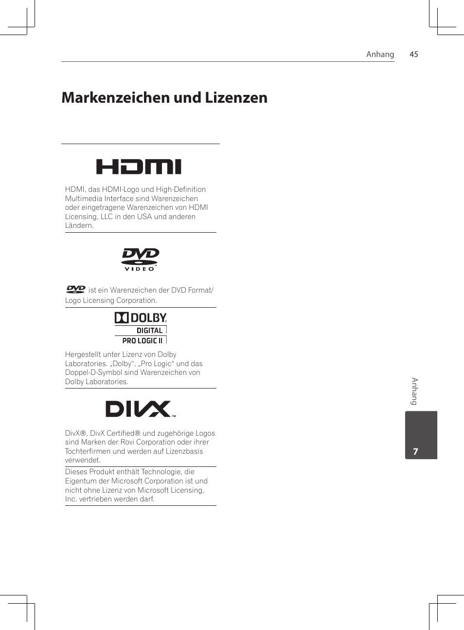 Markenzeichen und lizenzen | Pioneer DCS-222K User Manual | Page 137 / 280