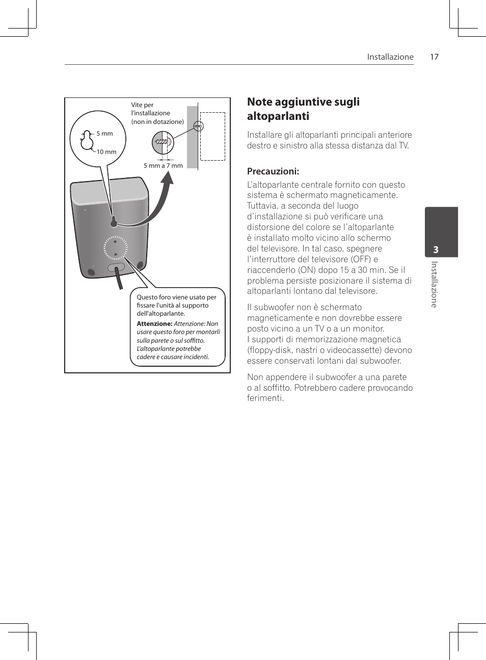 Note aggiuntive sugli altoparlanti, Precauzioni | Pioneer DCS-222K User Manual | Page 155 / 280