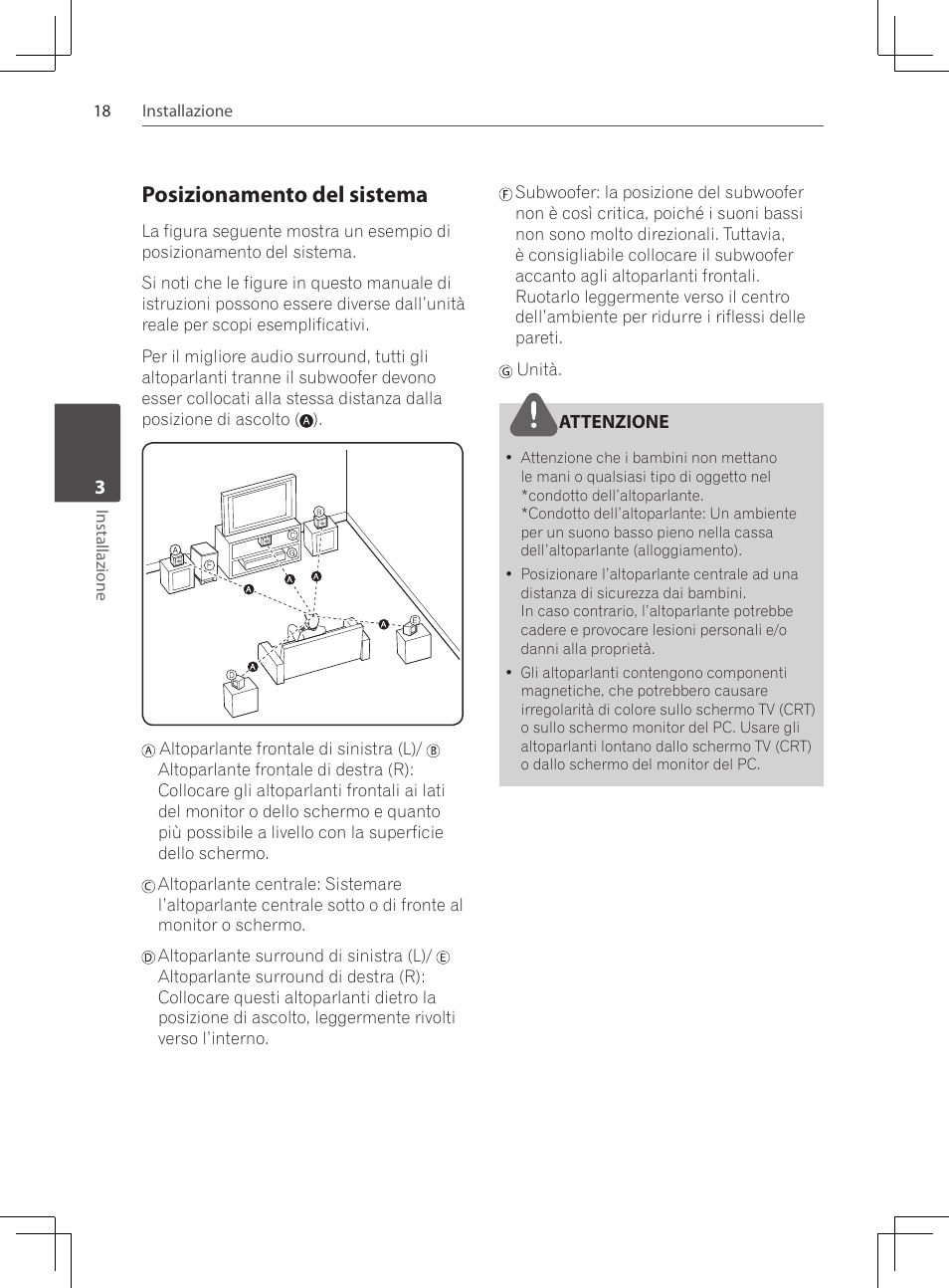 Posizionamento del sistema | Pioneer DCS-222K User Manual | Page 156 / 280