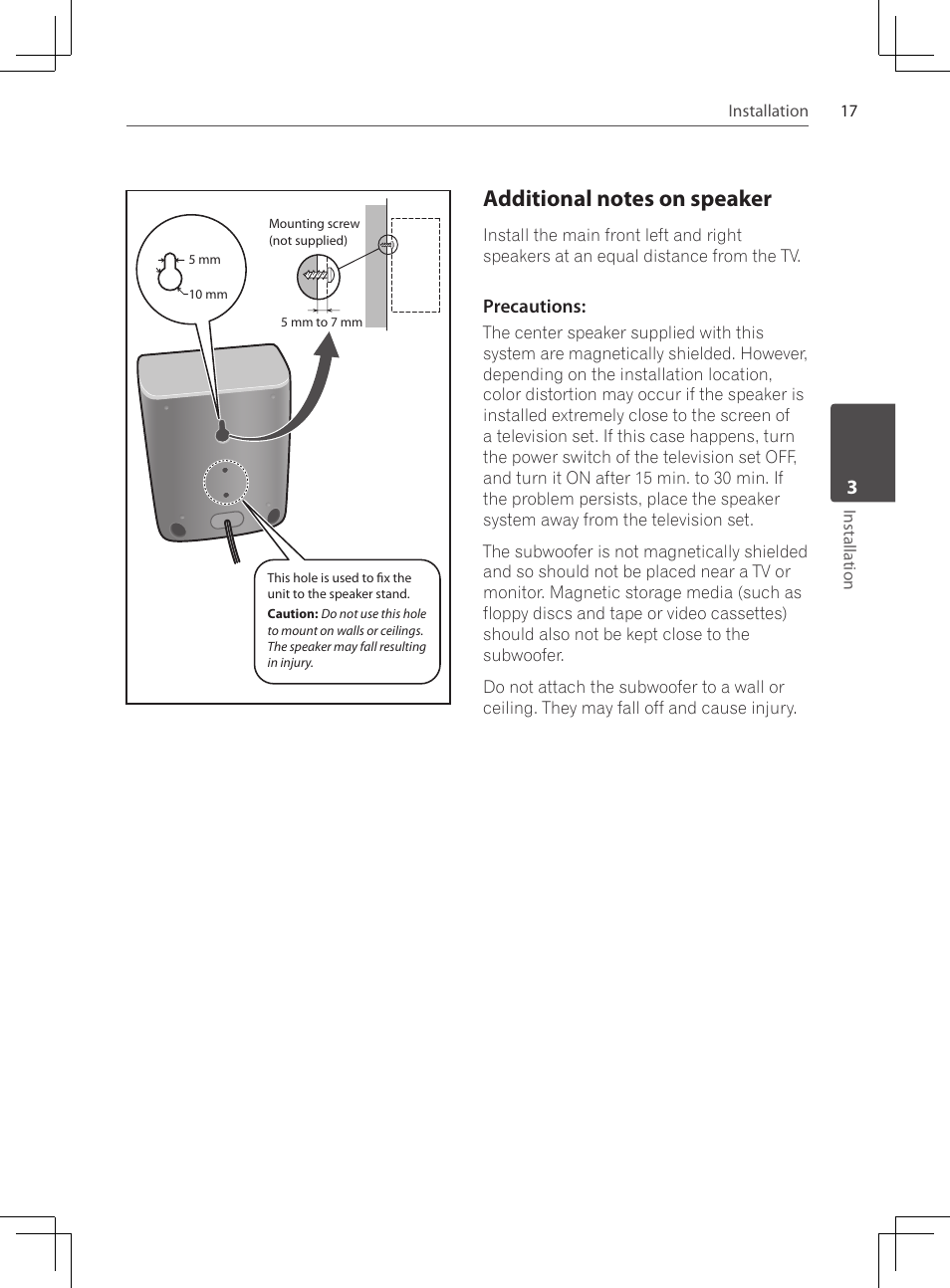 Additional notes on speaker | Pioneer DCS-222K User Manual | Page 17 / 280