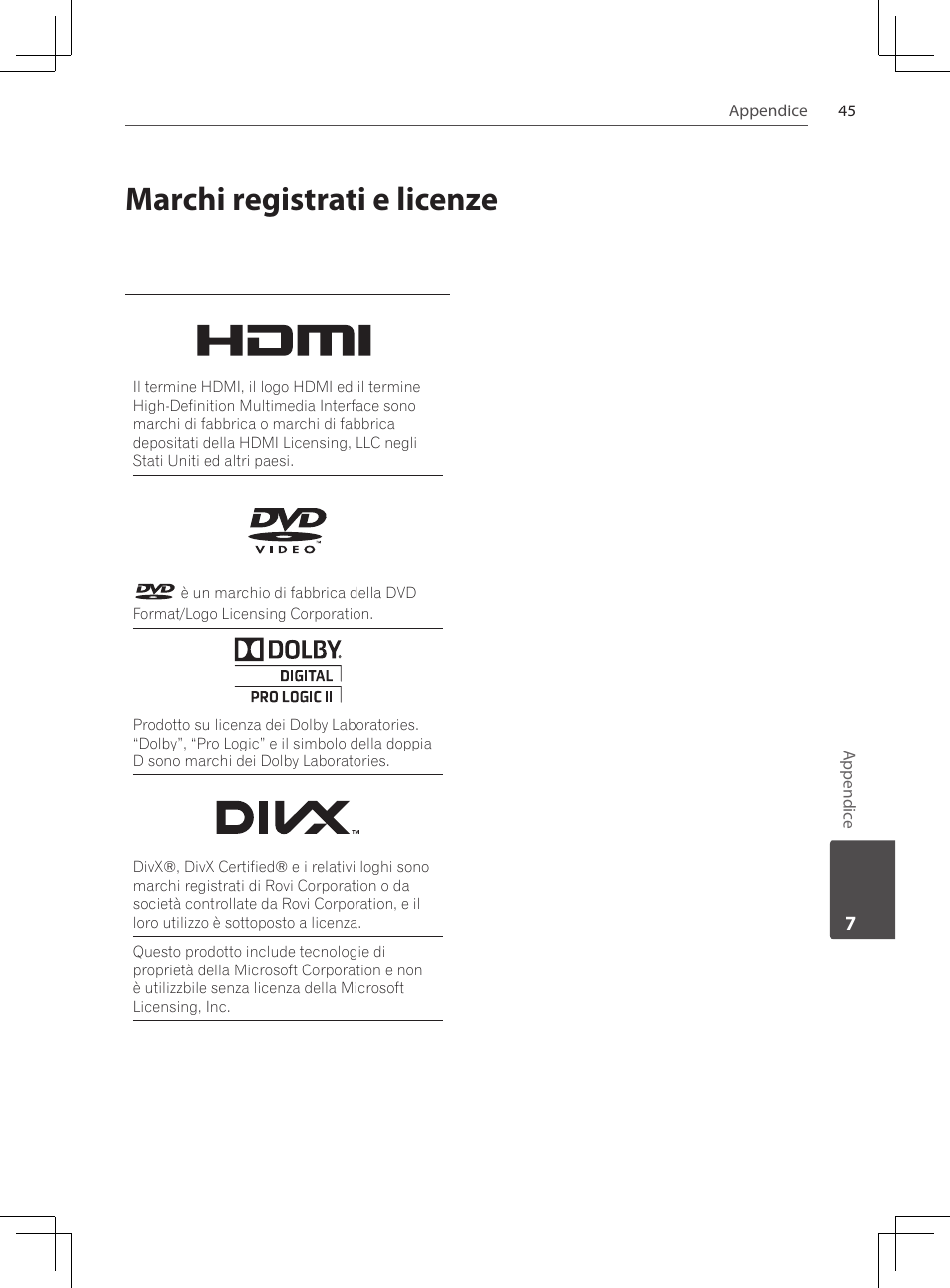 Marchi registrati e licenze | Pioneer DCS-222K User Manual | Page 183 / 280