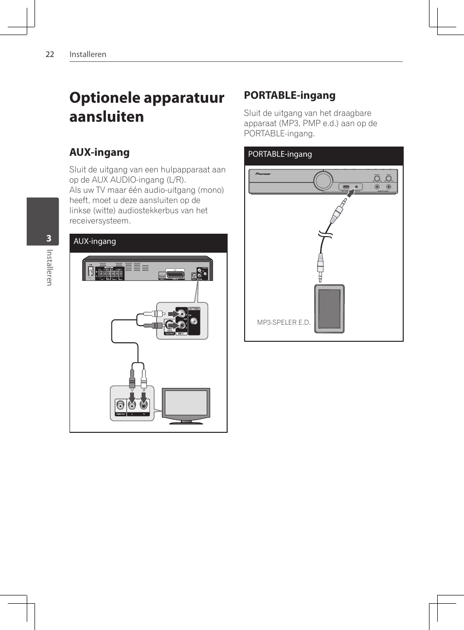 Optionele apparatuur aansluiten, Aux-ingang, Portable-ingang | Pioneer DCS-222K User Manual | Page 206 / 280