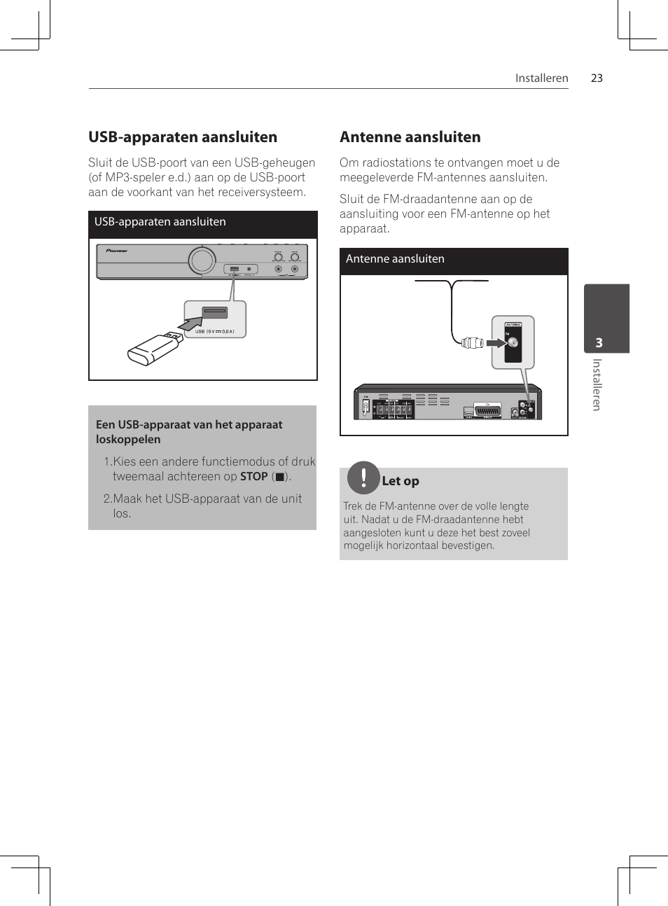 Usb-apparaten aansluiten, Antenne aansluiten | Pioneer DCS-222K User Manual | Page 207 / 280