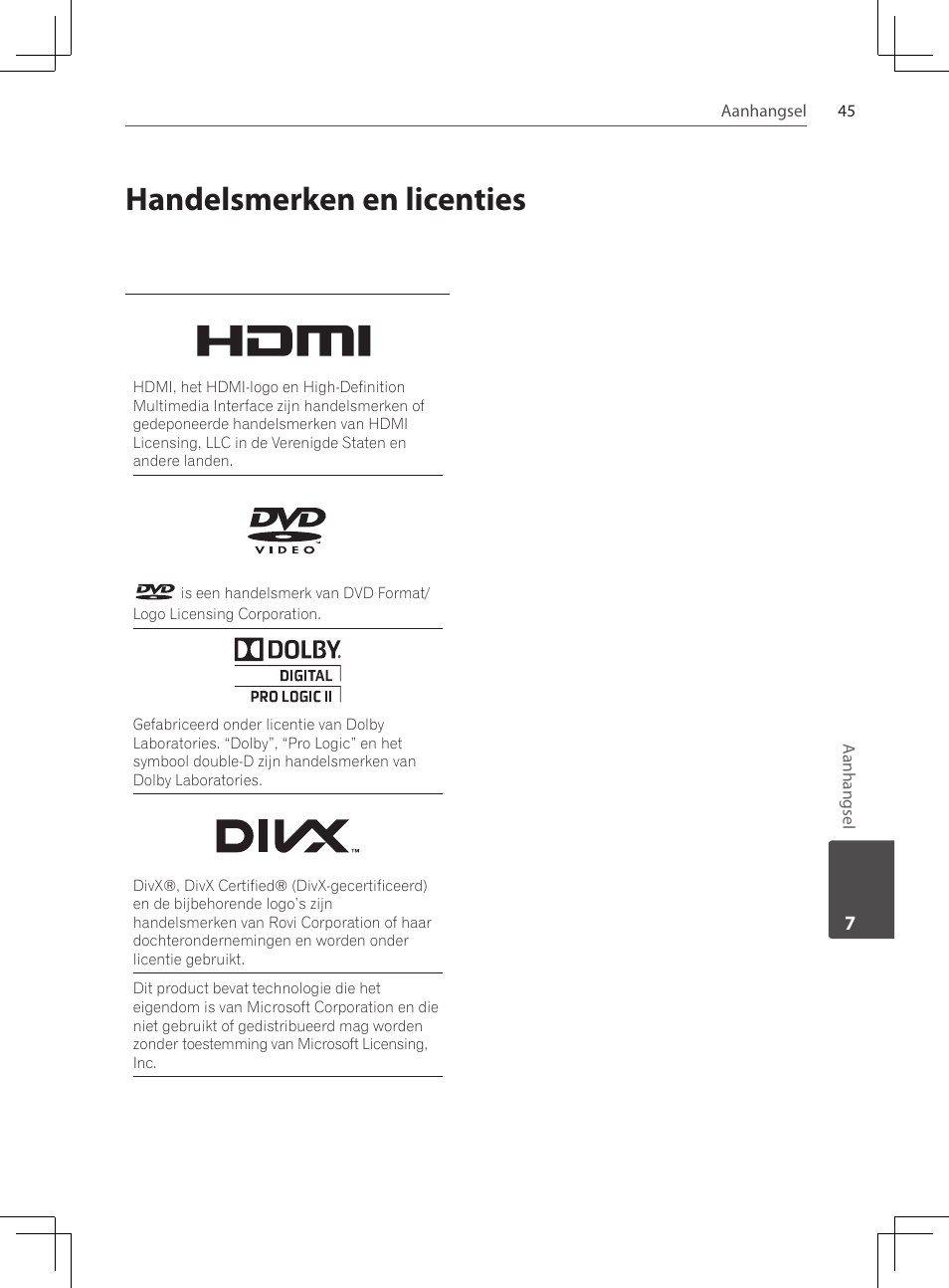 Handelsmerken en licenties | Pioneer DCS-222K User Manual | Page 229 / 280