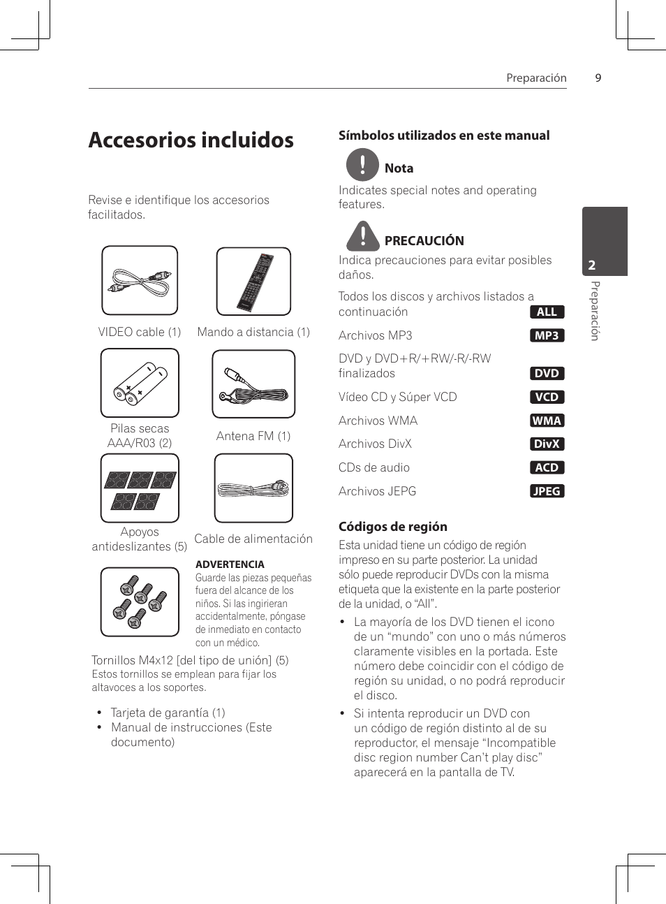 Accesorios incluidos | Pioneer DCS-222K User Manual | Page 239 / 280