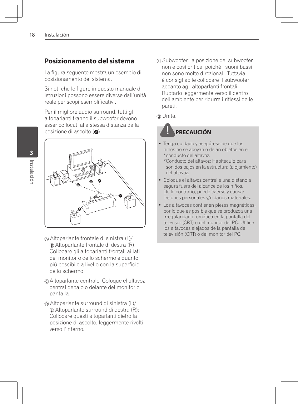 Posizionamento del sistema | Pioneer DCS-222K User Manual | Page 248 / 280