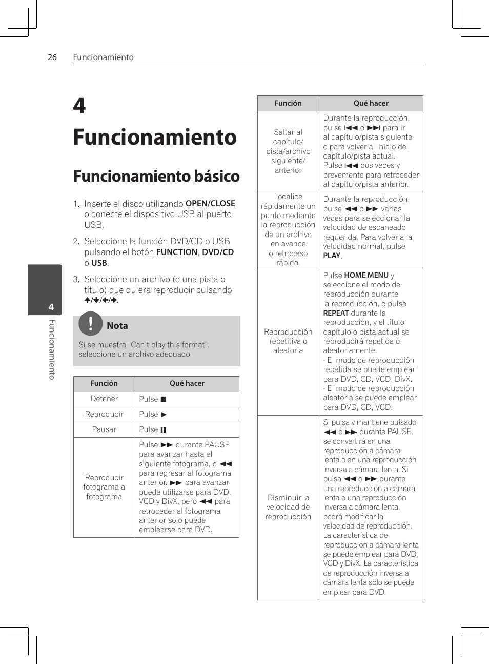 Funcionamiento básico, 4 funcionamiento | Pioneer DCS-222K User Manual | Page 256 / 280