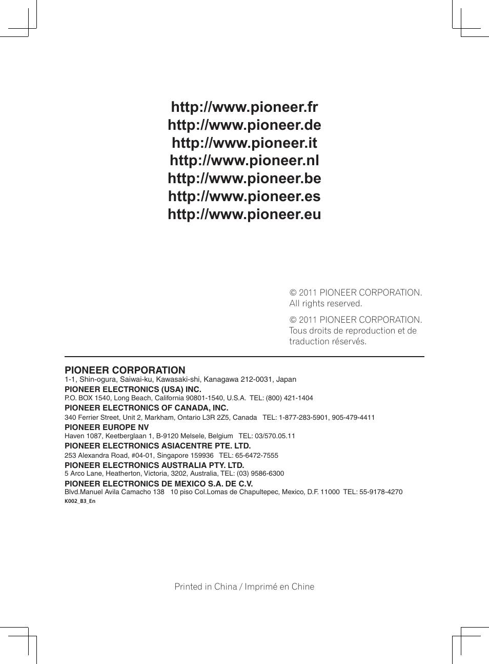 Pioneer DCS-222K User Manual | Page 280 / 280