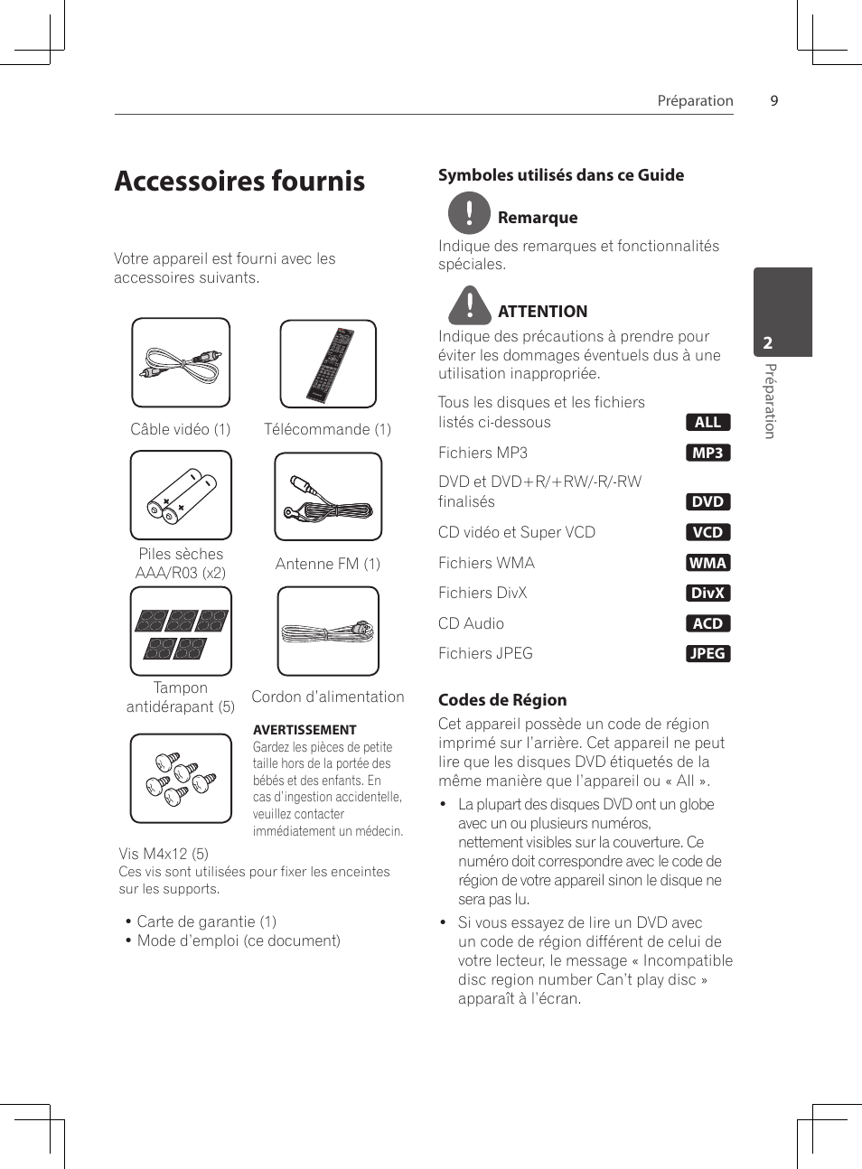 Accessoires fournis | Pioneer DCS-222K User Manual | Page 55 / 280