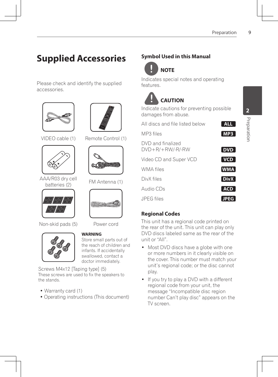 Supplied accessories | Pioneer DCS-222K User Manual | Page 9 / 280