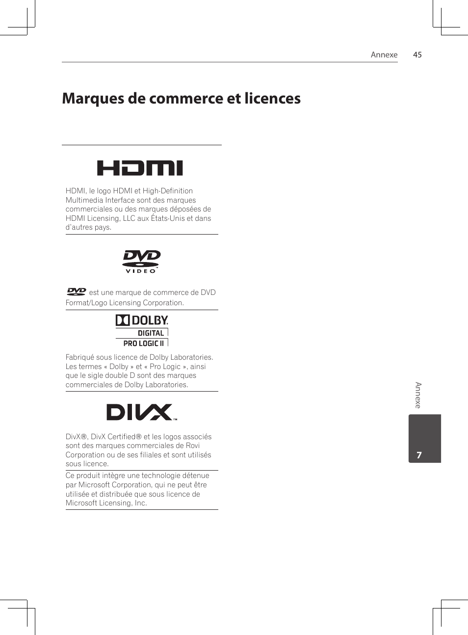 Marques de commerce et licences | Pioneer DCS-222K User Manual | Page 91 / 280