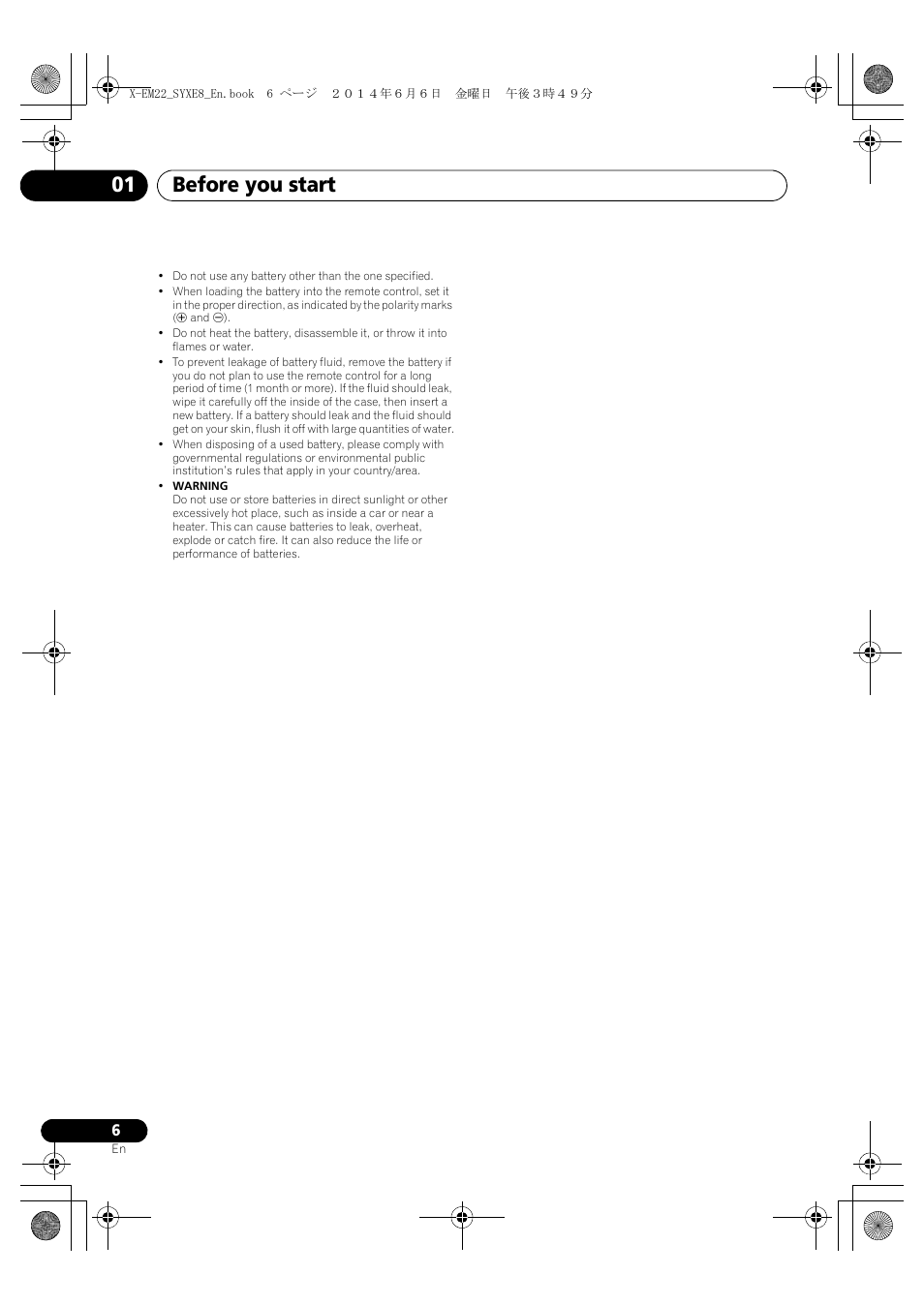 Before you start 01 | Pioneer X-EM12 User Manual | Page 6 / 28