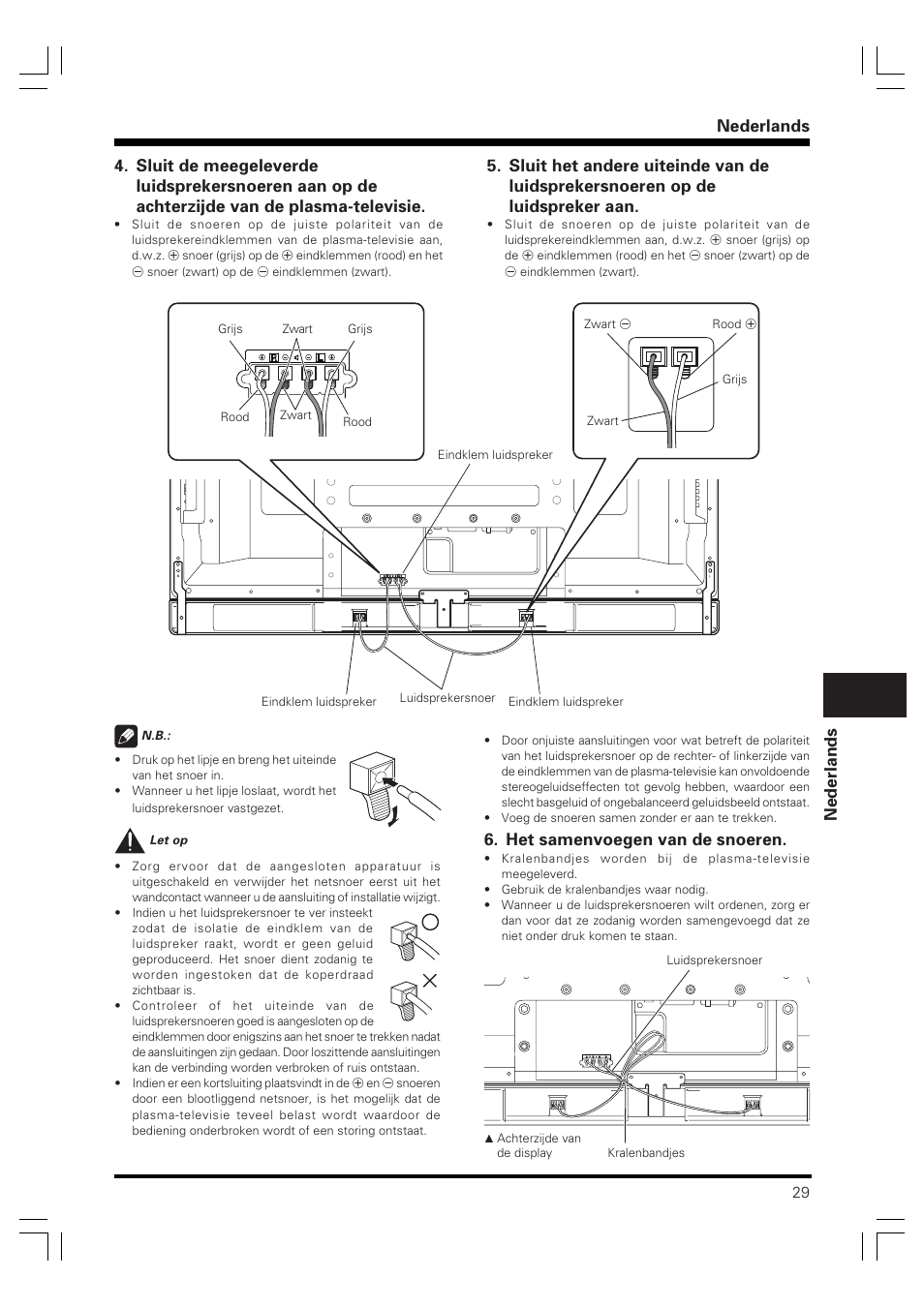 Nederlands, Het samenvoegen van de snoeren | Pioneer PDP-S40S User Manual | Page 29 / 44