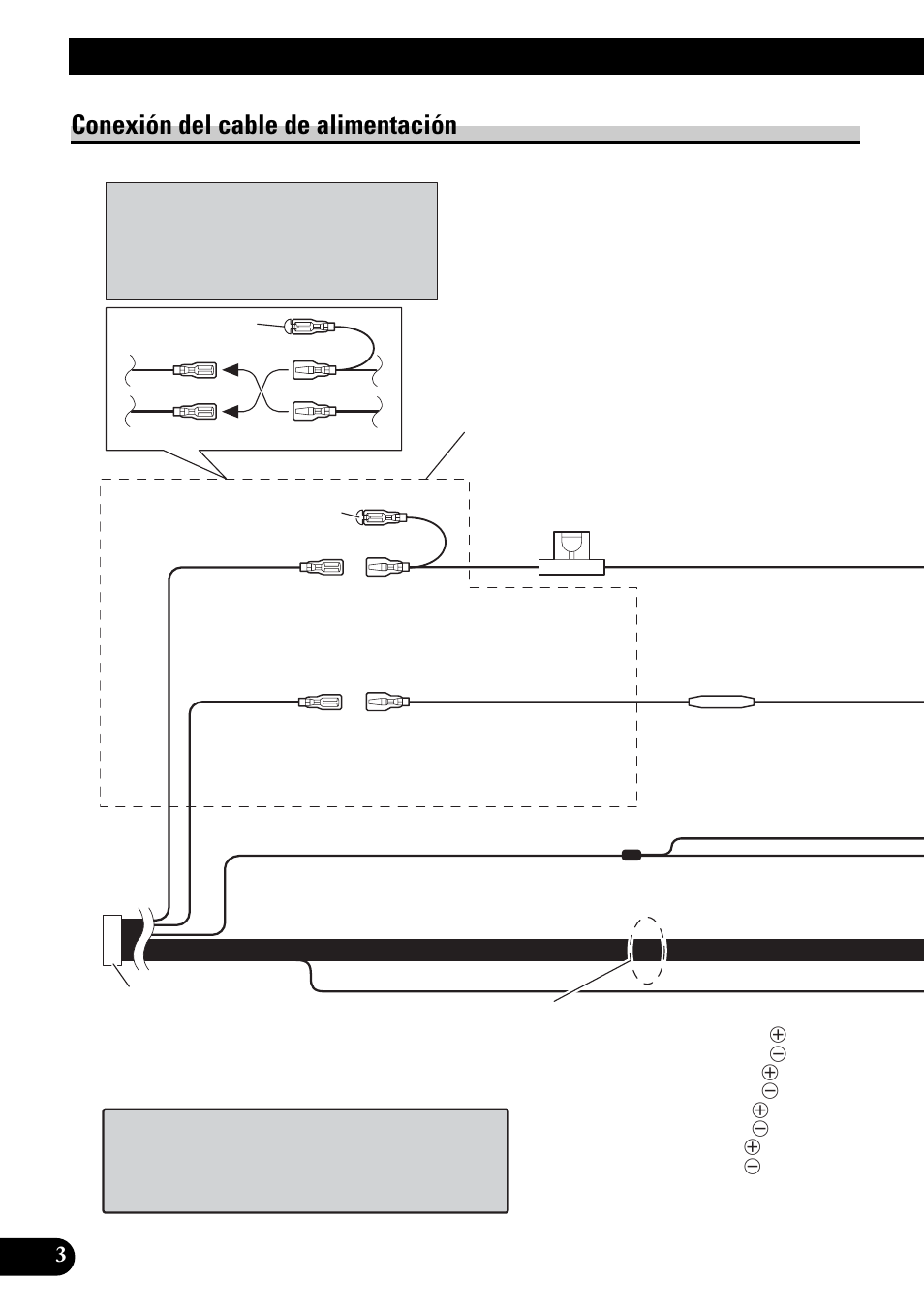 Conexión del cable de alimentación, Conexión de las unidades | Pioneer DVH-P4100UB User Manual | Page 16 / 74