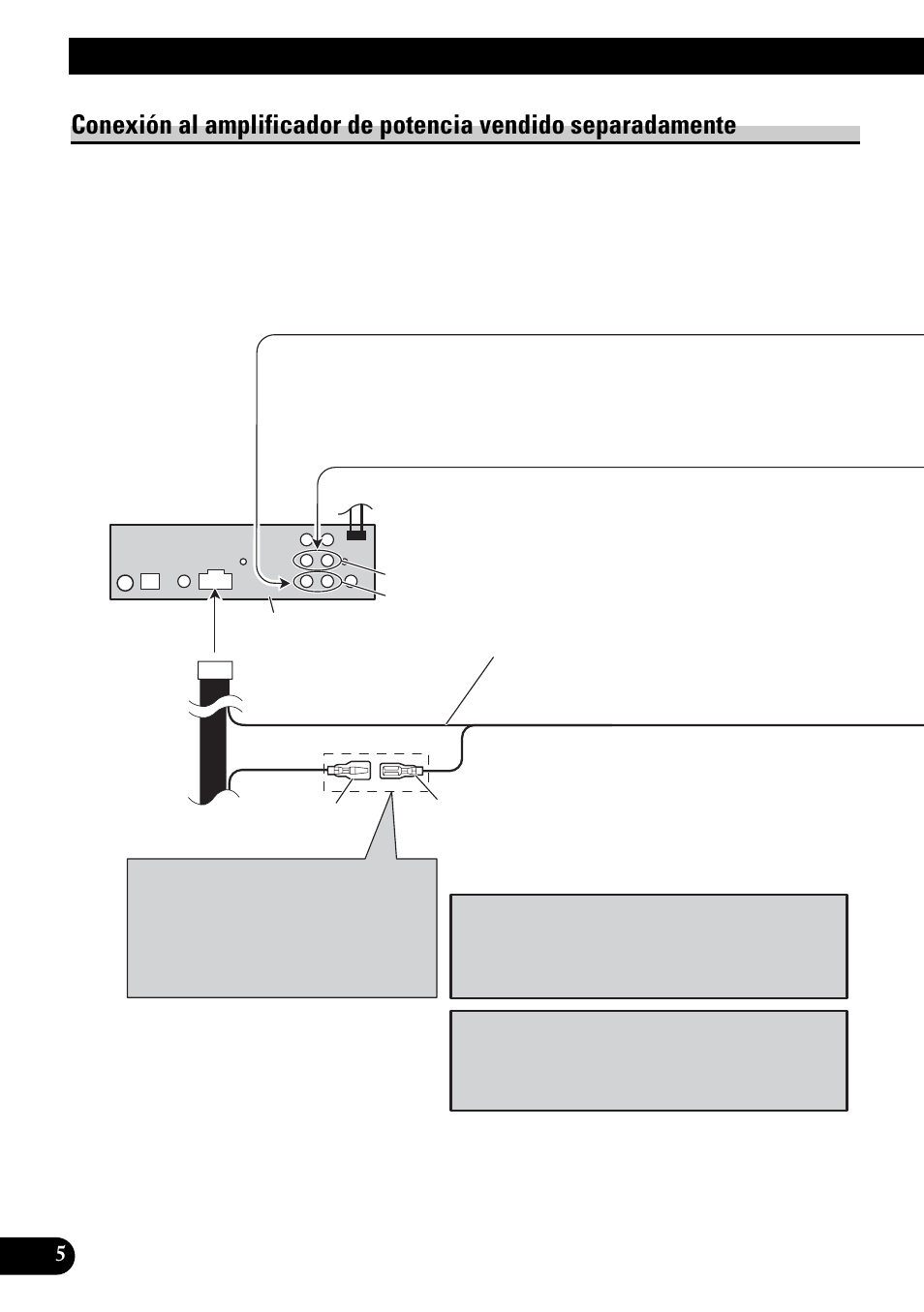 Conexión al amplificador de potencia vendido, Separadamente, Conexión de las unidades | Pioneer DVH-P4100UB User Manual | Page 18 / 74