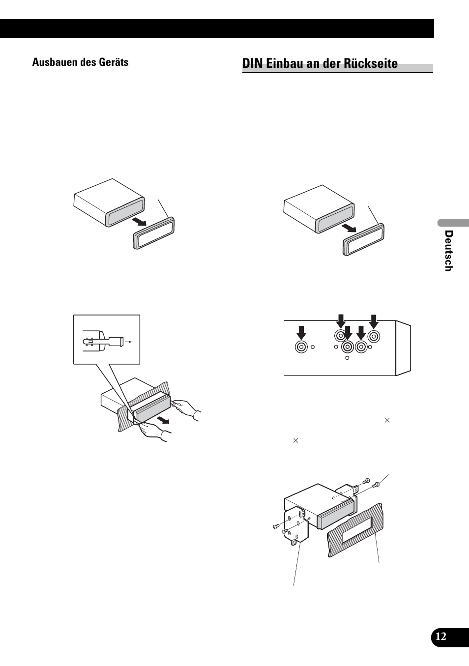 Din einbau an der rückseite | Pioneer DVH-P4100UB User Manual | Page 37 / 74