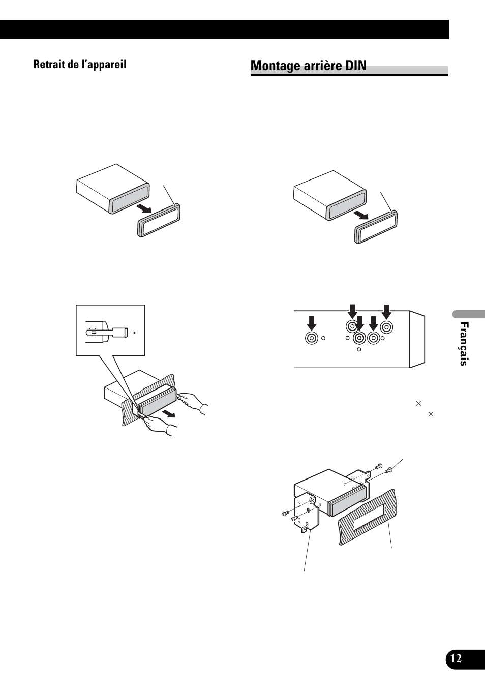 Montage arrière din | Pioneer DVH-P4100UB User Manual | Page 49 / 74