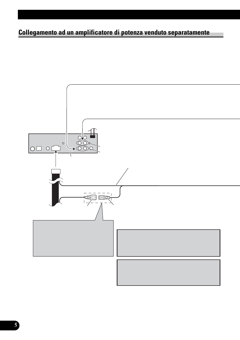 Collegamento ad un amplificatore di, Potenza venduto separatamente, Collegamento delle unità | Pioneer DVH-P4100UB User Manual | Page 54 / 74