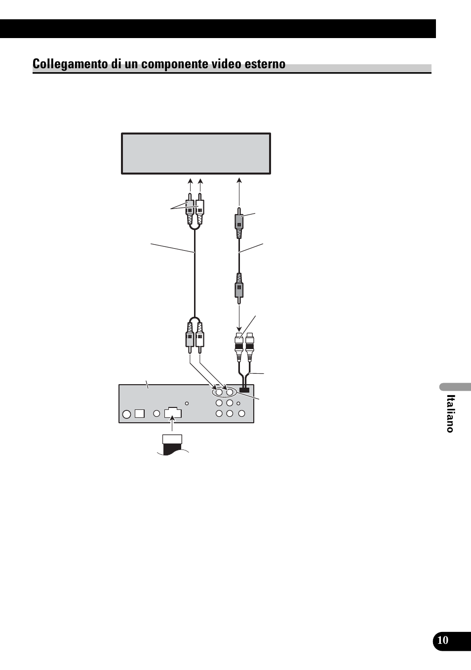 Collegamento di un componente video, Esterno, Collegamento di un componente video esterno | Pioneer DVH-P4100UB User Manual | Page 59 / 74