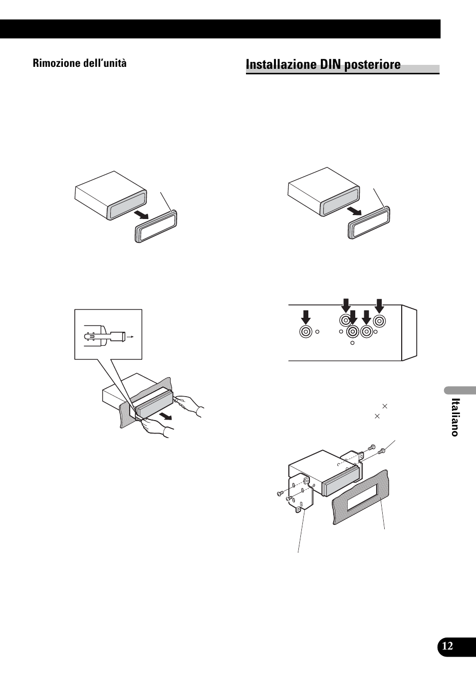 Installazione din posteriore | Pioneer DVH-P4100UB User Manual | Page 61 / 74