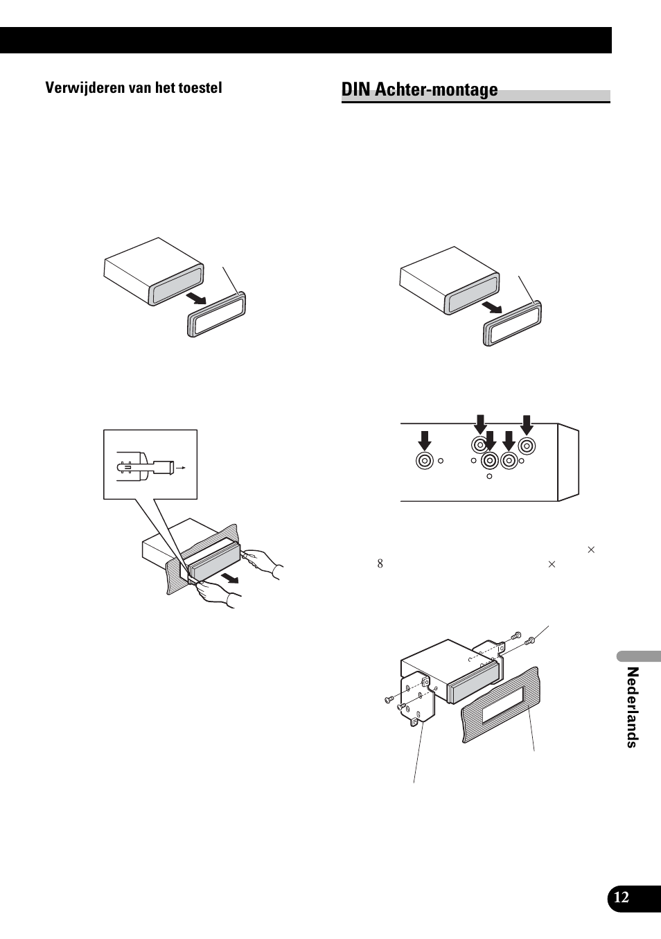 Din achter-montage | Pioneer DVH-P4100UB User Manual | Page 73 / 74