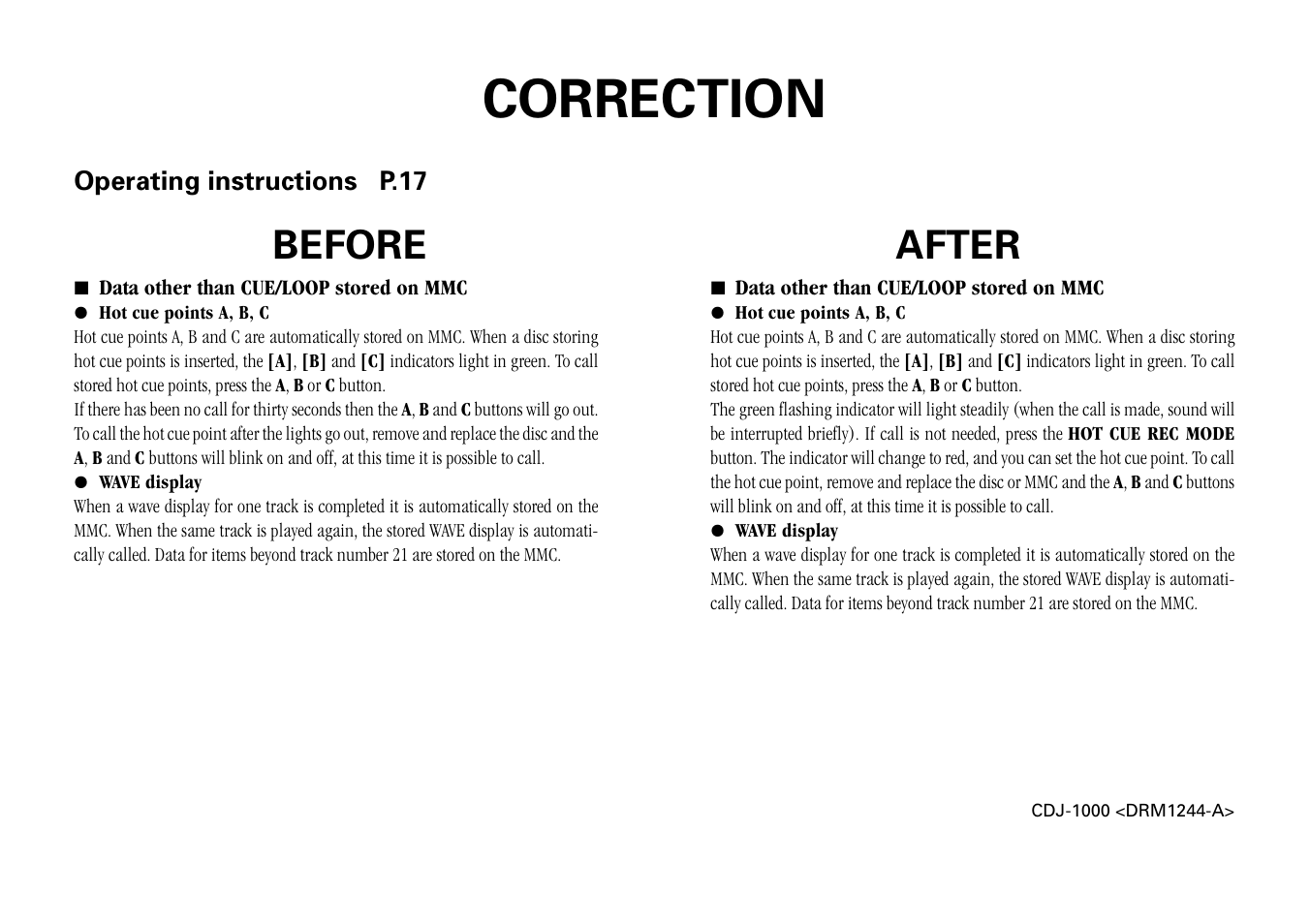 Pioneer CDJ-1000 User Manual | 1 page