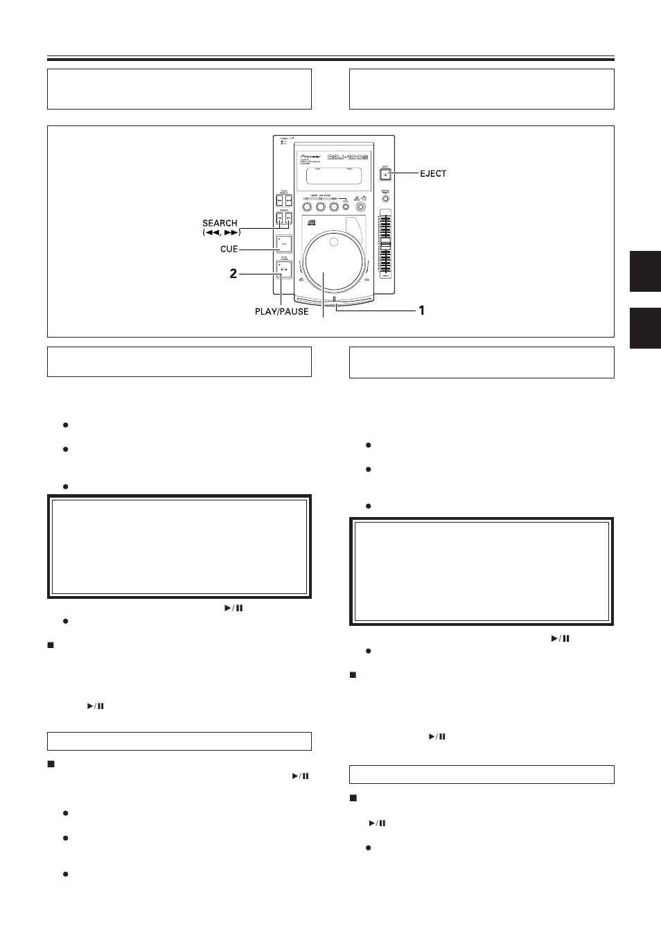 Dj player operations, Utilisation du lecteur dj, Cueing by frames | Playback operations with auto cue function on, Recherche par images | Pioneer CDJ-100S User Manual | Page 19 / 88