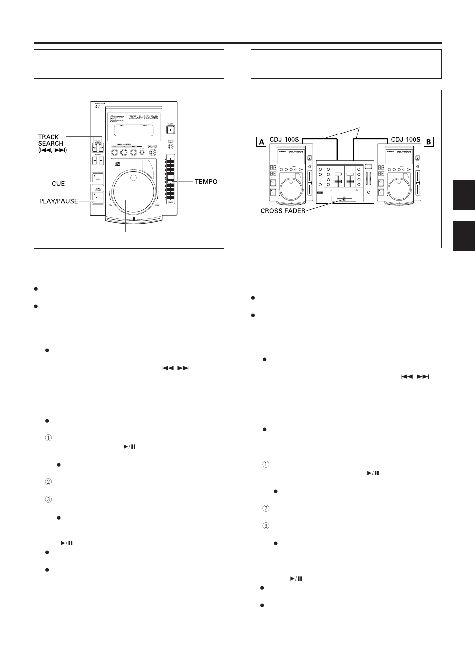 Mixing different tracks, Mixage de plages differentes | Pioneer CDJ-100S User Manual | Page 25 / 88