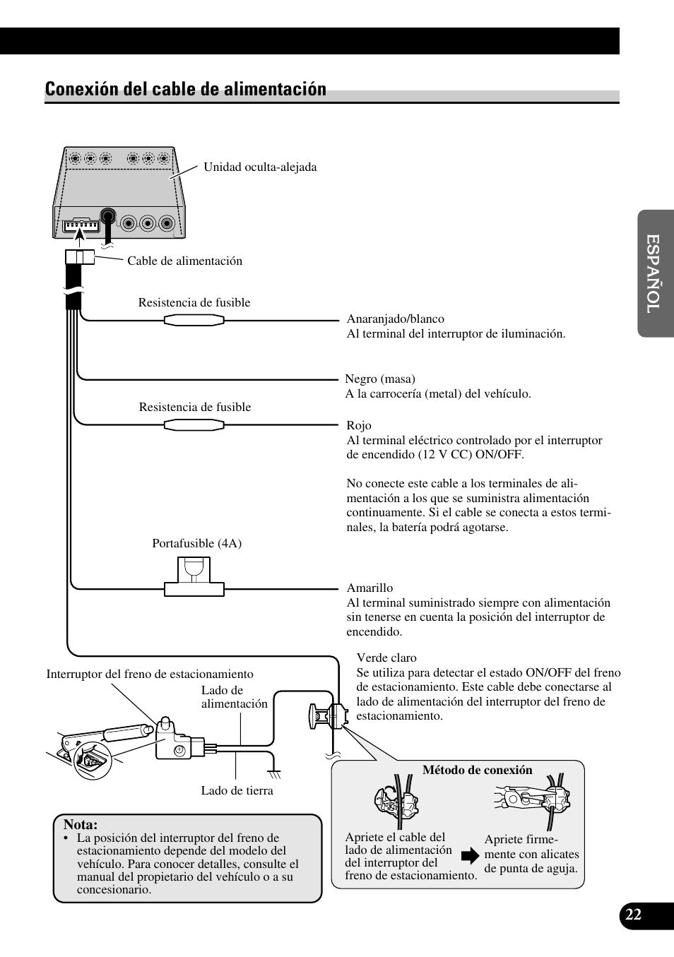 Conexión del cable de alimentación | Pioneer AVD-W6200 User Manual | Page 51 / 88