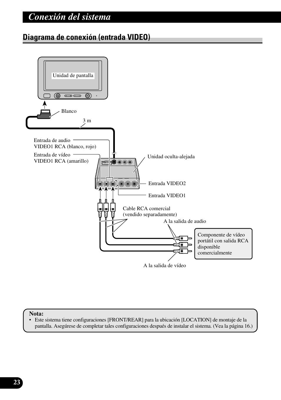 Diagrama de conexión (entrada video), Conexión del sistema | Pioneer AVD-W6200 User Manual | Page 52 / 88