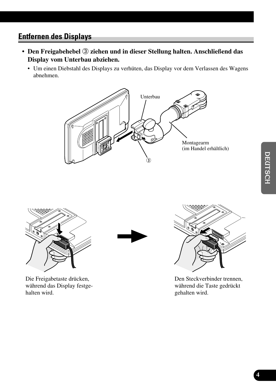 Entfernen des displays | Pioneer AVD-W6200 User Manual | Page 61 / 88