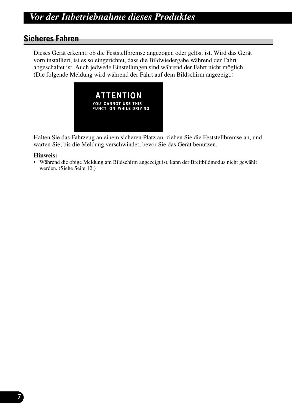 Sicheres fahren, Vor der inbetriebnahme dieses produktes | Pioneer AVD-W6200 User Manual | Page 64 / 88