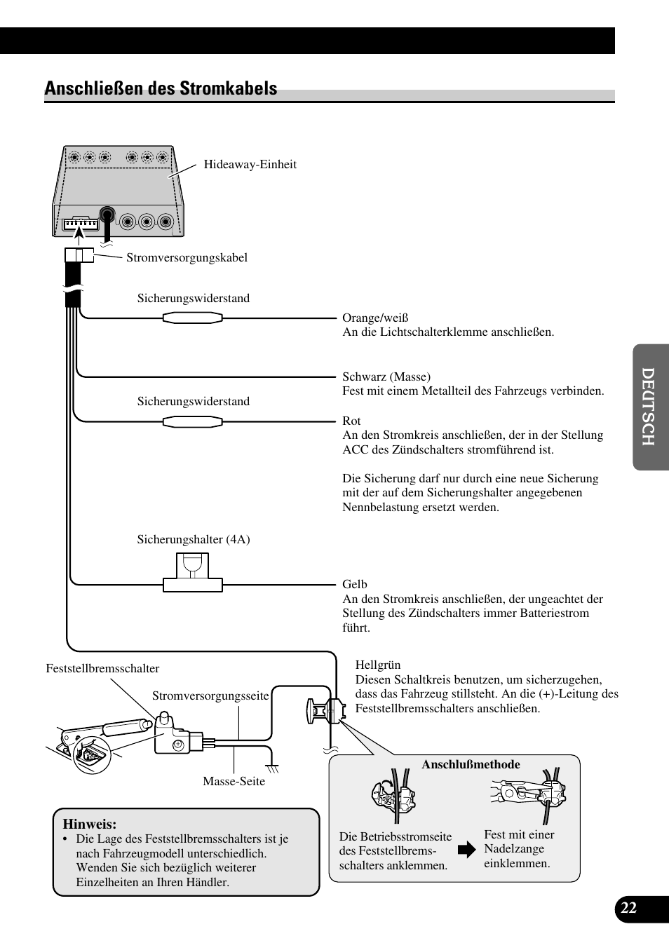 Anschließen des stromkabels | Pioneer AVD-W6200 User Manual | Page 79 / 88