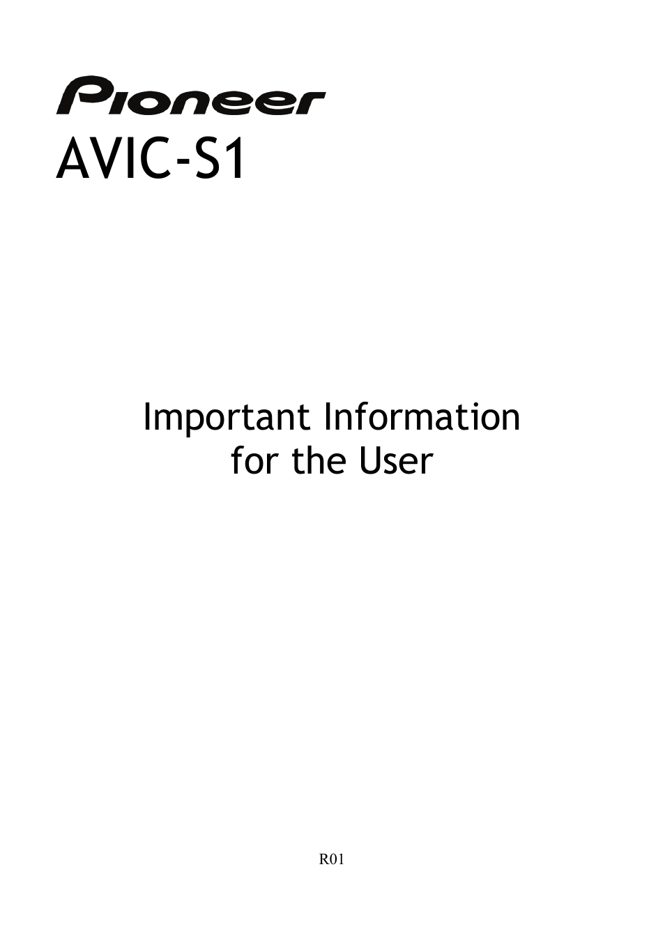 Pioneer AVIC-S1 User Manual | 11 pages