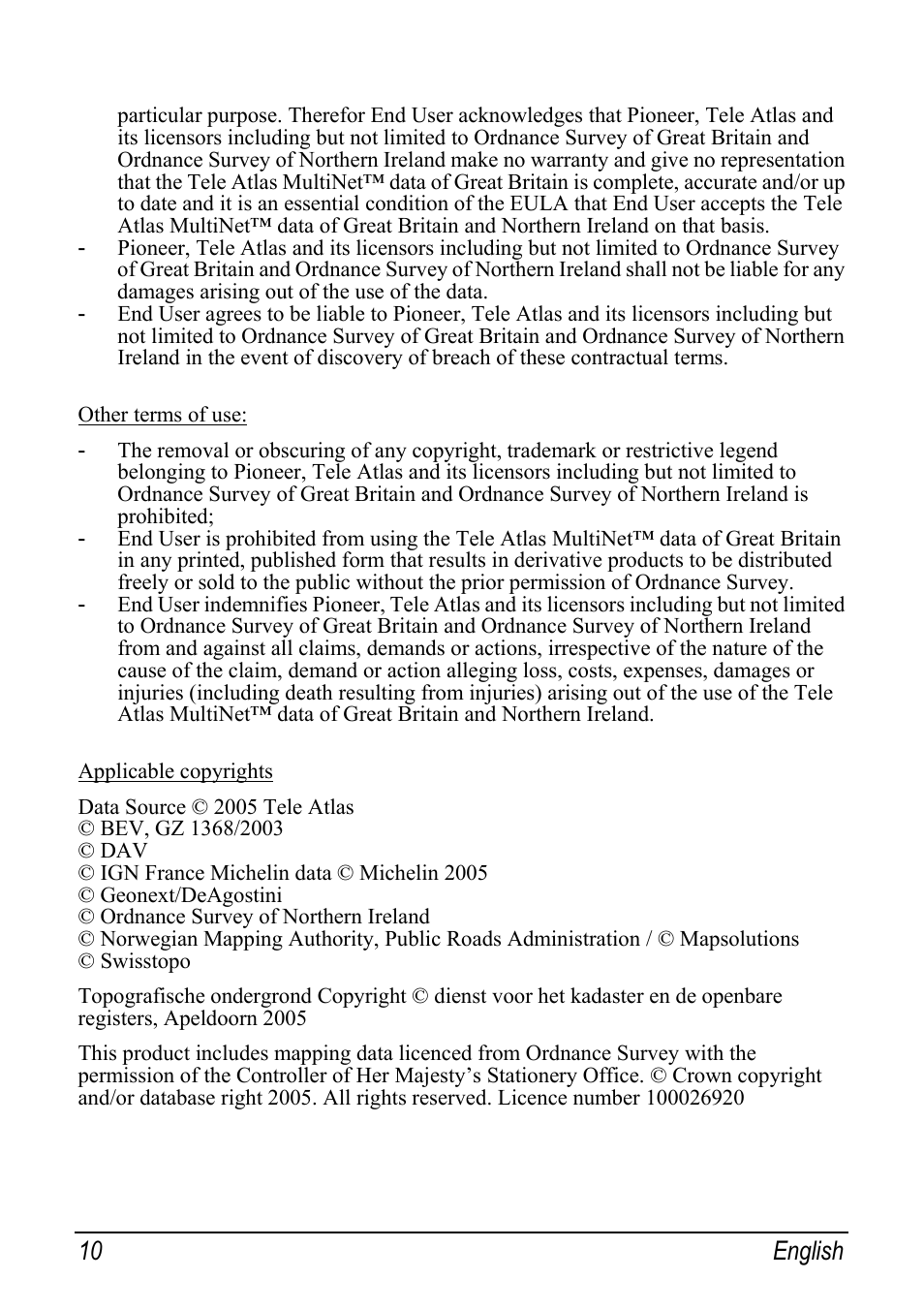 10 english | Pioneer AVIC-S1 User Manual | Page 10 / 11