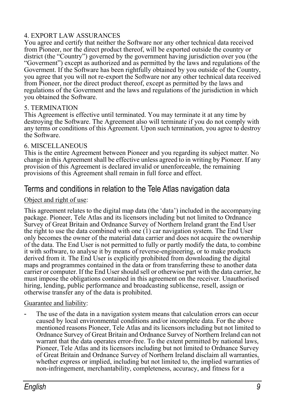 English 9 | Pioneer AVIC-S1 User Manual | Page 9 / 11