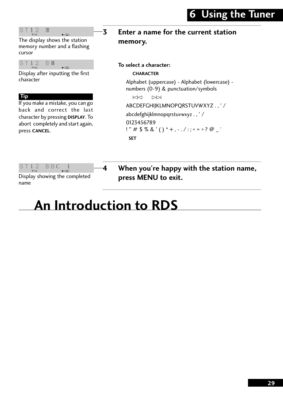 An introduction to rds, 6 using the tuner | Pioneer CT-L77 User Manual | Page 29 / 48