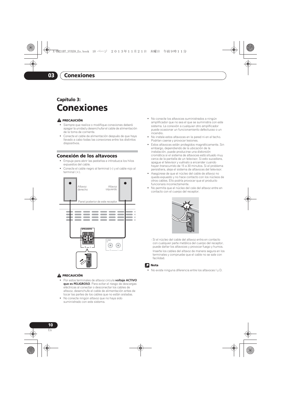 03 conexiones, Conexión de los altavoces, Conexiones | Conexiones 03, Capítulo 3 | Pioneer X-HM21BT-S User Manual | Page 190 / 256