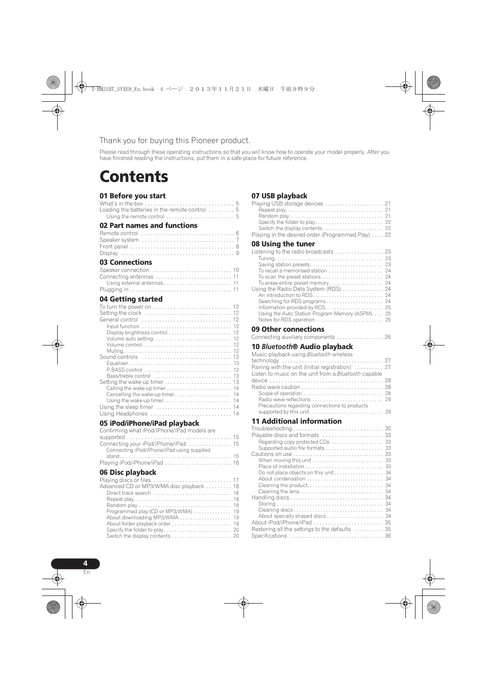 Pioneer X-HM21BT-S User Manual | Page 4 / 256