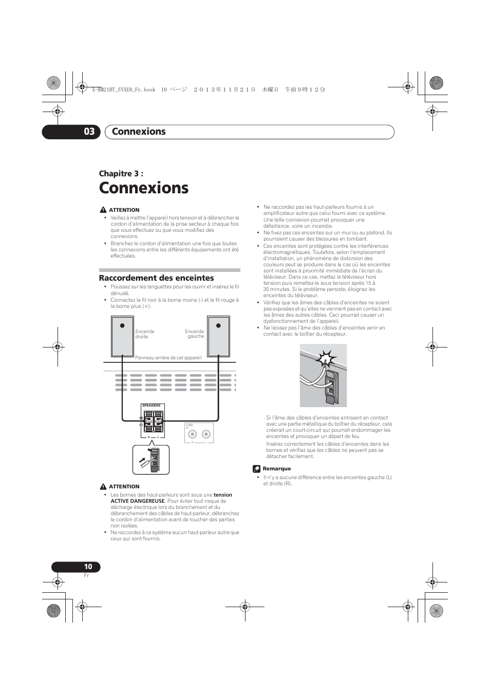 03 connexions, Raccordement des enceintes, Connexions | Connexions 03, Chapitre 3 | Pioneer X-HM21BT-S User Manual | Page 46 / 256