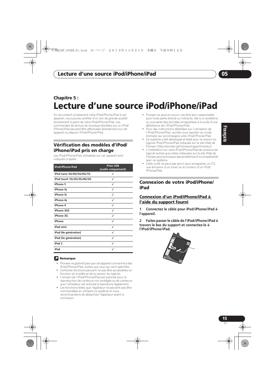 05 lecture d’une source ipod/iphone/ipad, Charge, Connexion de votre ipod/iphone/ipad | Fourni, Lecture d’une source ipod/iphone/ipad, Lecture d’une source ipod/iphone/ipad 05, Chapitre 5, Connexion de votre ipod/iphone/ ipad | Pioneer X-HM21BT-S User Manual | Page 51 / 256
