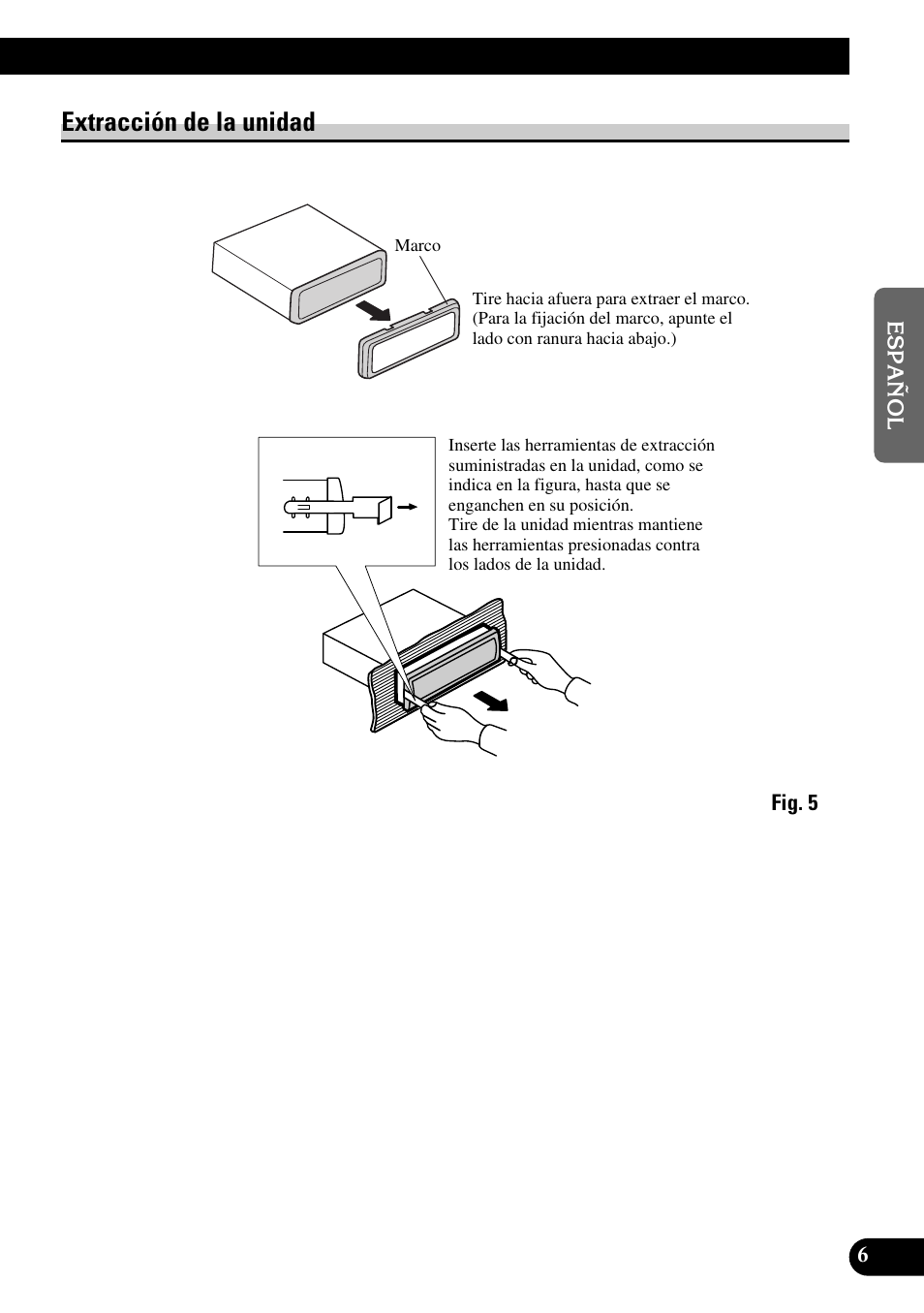 Extracción de la unidad, A title (english) | Pioneer DEH-P6300R User Manual | Page 15 / 52